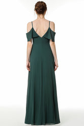 Elegant Cold-shoulder Flounced Crinkle Backless Bridesmaid Dresses Affordable-27dress